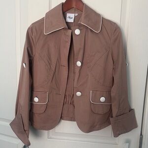 Studio Tan Utility Jacket with White Trim New With Tags